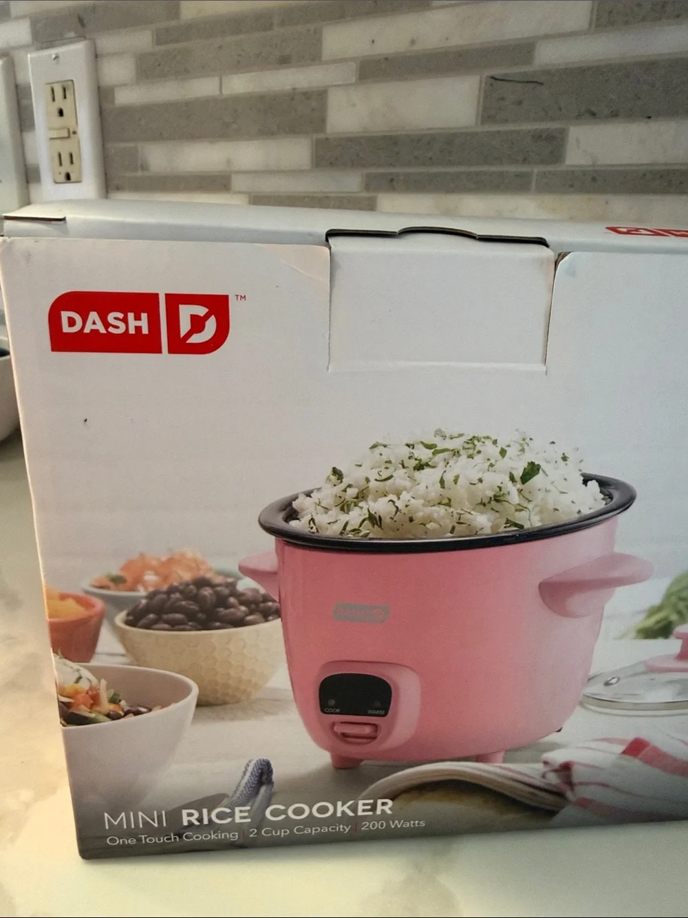 Dash mini rice cooker 2 cups pink one touch cooking new